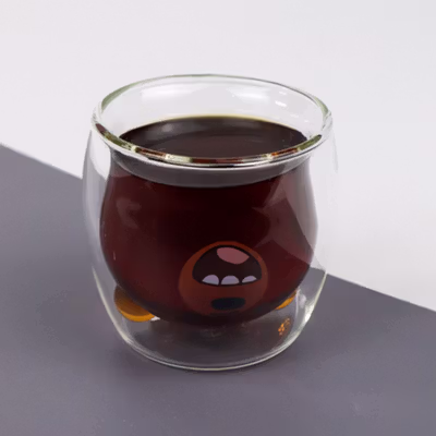 ASLESY Gelas Kaca Aesthetic Tahan Panas Double Wall Bear Glass 250ml - C8785 - Transparent — gambar 4
