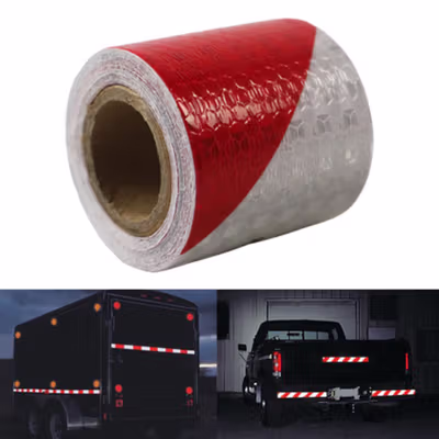 TaffPACK Car Reflective Sticker Warning Strip Tape Two Color 5x300cm - Painting Red — gambar 4