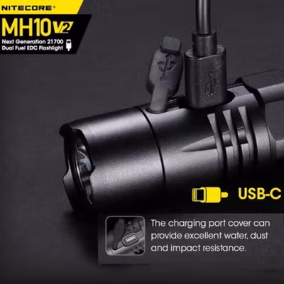 NITECORE Senter LED CREE XP-L2 V6 Rechargeable IP68 1200 Lumens - MH10 V2 - Black — gambar 4