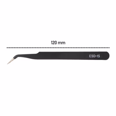 Eagle Beak Pinset Siku Stainless Laboratorium Tweezers Anti-static - ESD-15 - Black — gambar 4