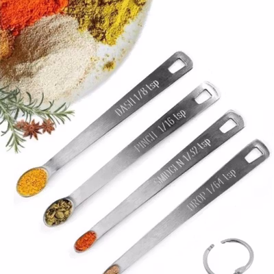 One Two Cups Sendok Takar Teh Stainless Steel Measuring Spoon 5 PCS - S301 - Silver — gambar 4