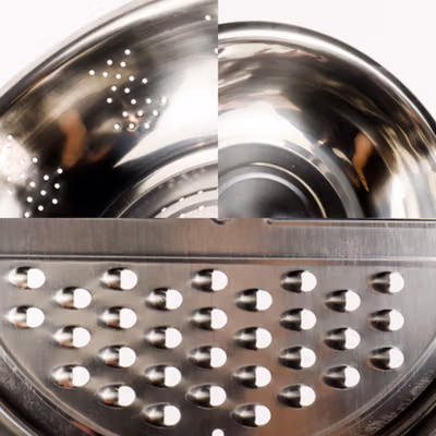 Formhome Baskom 3 in 1 Saringan Parutan Drain Basket Grater 25cm - FVT20 - Silver — gambar 4
