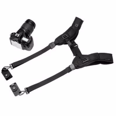 CADeN Tali Kamera Bahu untuk DSLR Camera Double Strap Belt - K002 - Black — gambar 4