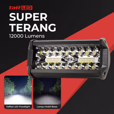 TaffLED Lampu LED Floodlight Foglamp Mobil Truck Cool White IP67 120W - C8-1519 - Black — gambar 4