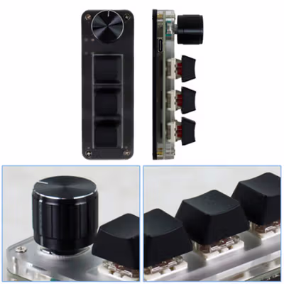 VODOOL 3 Key Mechanical Keyboard USB Gaming Shortcut with Knob - VD3 - Black — gambar 4