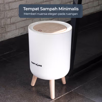 TaffHOME Tempat Sampah Fashion Trash Bin High Pressing Type Size L - TG3390 - White — gambar 4