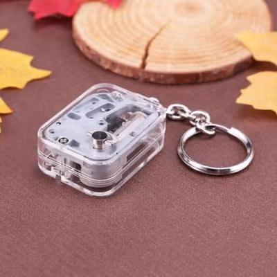 VKTECH Gantungan Kunci Kotak Musik DIY Mechanical Music Box Keychain - MBB18 - Silver — gambar 4