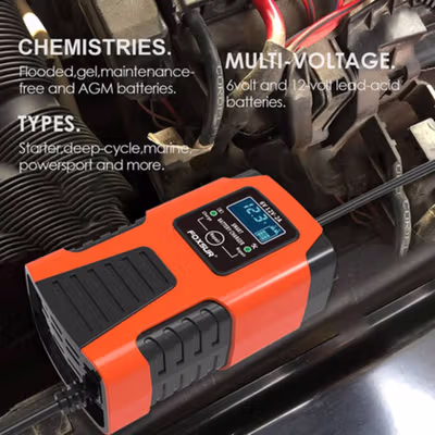 FOXSUR Charger Aki Mobil Motor Intelligent Battery Charger 6V/12V 2A - FBC061202D - Orange — gambar 4