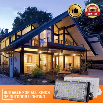 TaffLED Lampu Sorot LED Outdoor Floodlight Waterproof Warm White 50W - F4016 - Black — gambar 4