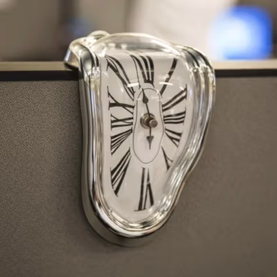 YDJKET Jam Dinding Model Leleh Quartz Melted Clock Salvador Dali Style - YD18 - Silver — gambar 4