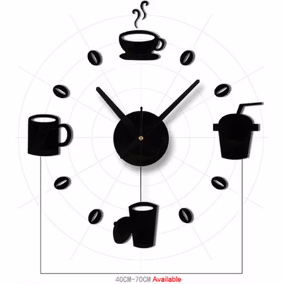 TaffHOME Jam Dinding DIY Giant Wall Clock Model Kopi Cafe - DIY-07 - Black — gambar 4