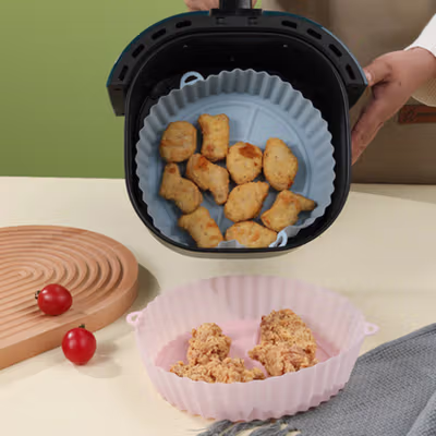 LINSBAYWU Alas Air Fryer Baking Tray Silicone Pan - M02 - White — gambar 4