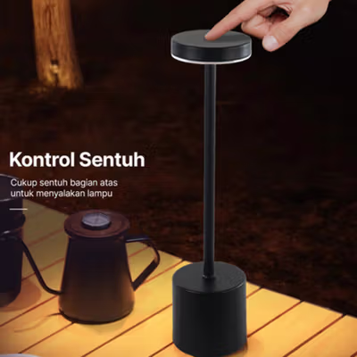 TaffLED Lampu Meja Hias Touch LED USB Rechargeable 3in1 1800mAh - P340 - Black — gambar 4