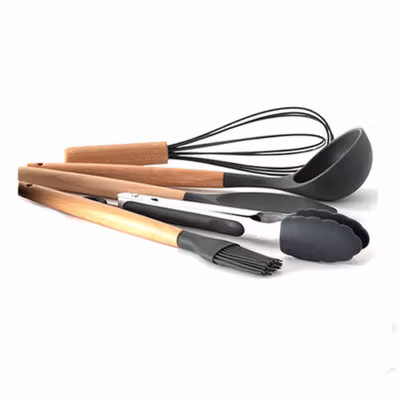 GLANYOMI Set Spatula Silikon Alat Masak Dapur Sutil Tahan Panas 9 PCS - KT397 - Blue — gambar 4