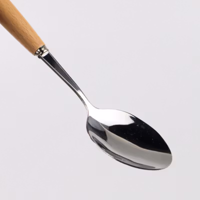 BearPaw Set Alat Makan Perlengkapan Sendok Garpu Wooden Cutlery 3 PCS - KA2020 - Silver — gambar 4