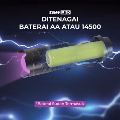 TaffLED Pocketman Senter UV Ultraviolet Mini Rechargeable 395nm - P1UV - Black — gambar 4