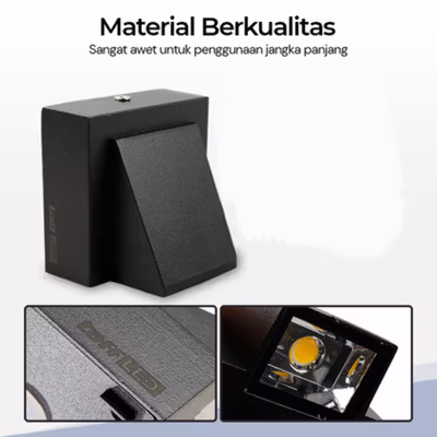 TaffLED Lampu Dinding Outdoor Aluminium Waterproof LED 3W Warm White - WD079 - Black — gambar 4