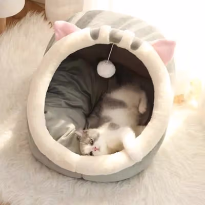 BaoRun Keranjang Tidur Hewan Peliharaan Kucing Cat House Tent M - HTC01 - Gray — gambar 4