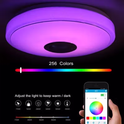 Smuxi Lampu Plafon LED RGB Ceiling Light Bluetooth Speaker 36W 32 cm - BR1530 - White — gambar 4