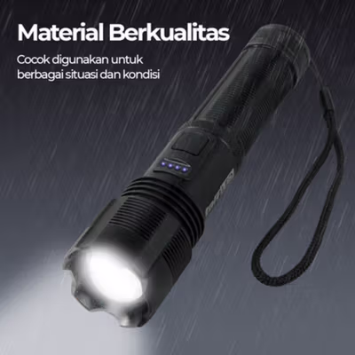 TaffLED Senter LED XHP70 Tactical Zoomable Head IP65 400 Lumens - P7 - Black — gambar 4