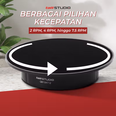 TaffSTUDIO Alas Putar Fotografi Suede Rotating 360 Turntable 20cm - QM104712 - Black — gambar 4