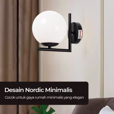TaffLED Fitting Lampu Dinding Wall Lamp Nordic Diameter 15 cm - XD-2027 - Black — gambar 4