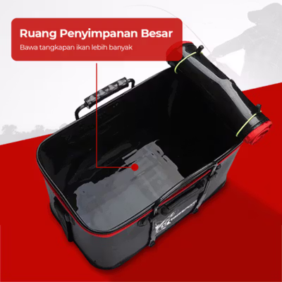 TaffSPORT Tas Pancing Ember Lipat Portable Fishing Bucket 53cm - JY0210 - Black — gambar 4