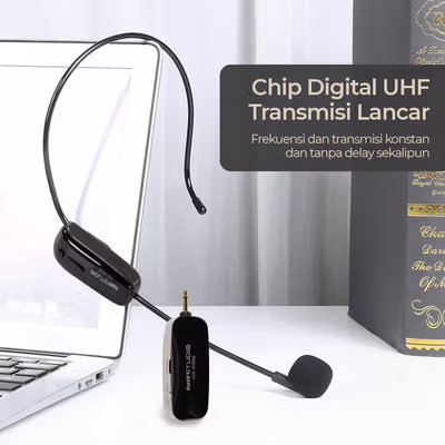 TaffSTUDIO Wireless Microphone UHF Call Center with Transmitter - HX-W002 - Black — gambar 4