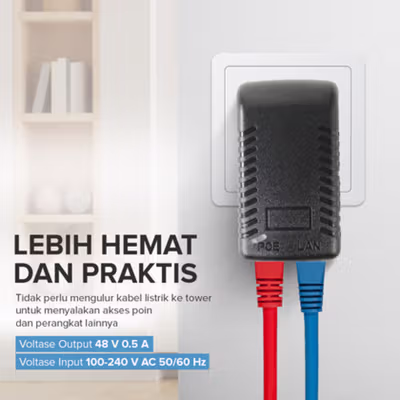 DLK Adaptor PoE Injector Ethernet EU Plug 48V 0.5A - POE-4805 - Black — gambar 4