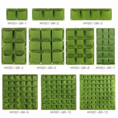 Pot Gantung Bunga Hias Tanaman Dekorasi Dinding Vertical Garden 9 Slot - HY001-GR-5 - Black — gambar 4