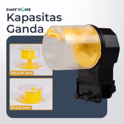 TaffHOME Dispenser Makanan Ikan Aquarium Automatic Food Timer - GA-300D - Yellow — gambar 4