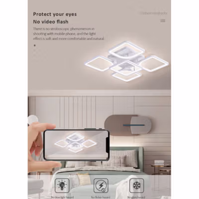 TaffLED Lampu Plafon LED Chandelier Remote App 3 Color 5 Head 60W - IR-41 - Black — gambar 4