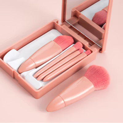FLD Set Brush Make Up Travel Eyeshadow Blush On Powder 5 PCS - X028 - Pink — gambar 4