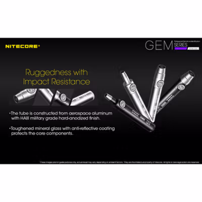 NITECORE Senter LED XP-L HI V3 Identifikasi Batu Mulia IPX8 500 Lumens - GEM8 - Silver — gambar 4