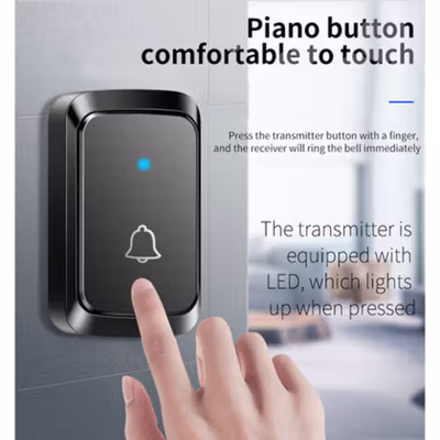 TaffHOME Bel Pintu Rumah Wireless Doorbell 60 Tunes LED Light - A50 - Black — gambar 4