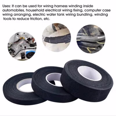 TaffPACK AG Lakban Kabel Listrik Adhesive Cloth Wiring Tape 15M 19mm - BI298 - Black — gambar 4
