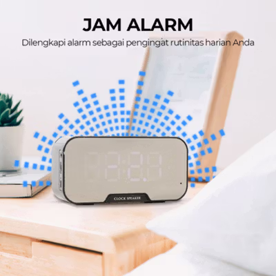 Bannixing Jam Alarm Clock with Bluetooth Active Speaker TF AUX FM - D-88E - Black — gambar 4