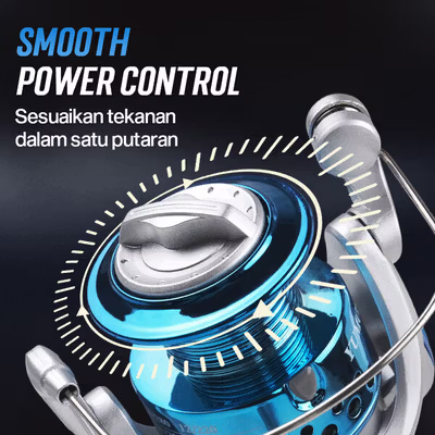 YUMOSHI Reel Pancing Spinning Fishing Reel 5.5:1 SA Series SA1000 - Silver Blue — gambar 4