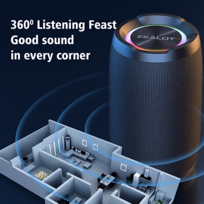 ZEALOT Speaker Portable Bluetooth 5.2 HIFI RGB Waterproof IP67 3600mAh - S49 - Black — gambar 4