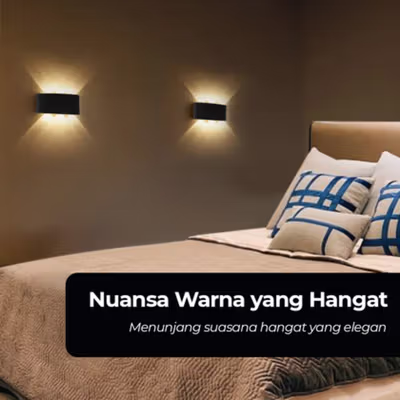 TaffLED Lampu Hias Dinding Up Down Lighting Warm White 3000K 6W - 6T - Black — gambar 4