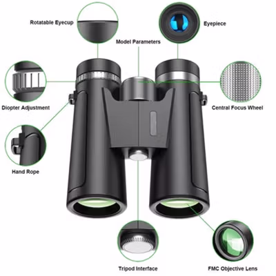APEXEL Teropong Berburu High Definition Binoculars Compact Zoom 12x42 - APL-RB12X42 - Black — gambar 4