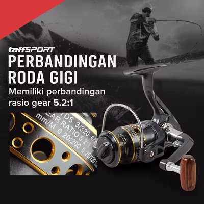 TaffSPORT GHOTDA Reel Pancing Spinning Fishing Reel 5.2:1 2000 - BK2000 - Gun Black — gambar 4