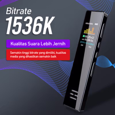 MROBO Perekam Suara Audio Digital Voice Recorder 1536K 16GB - A10 - Black — gambar 4