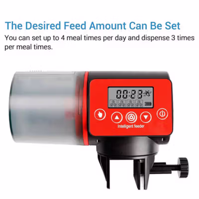 TaffHOME Dispenser Makanan Ikan Otomatis Fish Feeder Timer 200ml - CY-039 - Black/Red — gambar 4