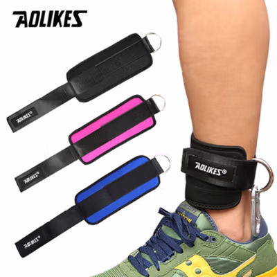 AOLIKES Fitness Gym Adjustable D-Ring Pull Ankle Strap Support 1 PCS Right - A-7129 - Black — gambar 4