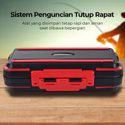 TaffSPORT Kotak Perkakas Pancing Kail Umpan Waterproof Tackle Box L - DY029 - Black/Red — gambar 4