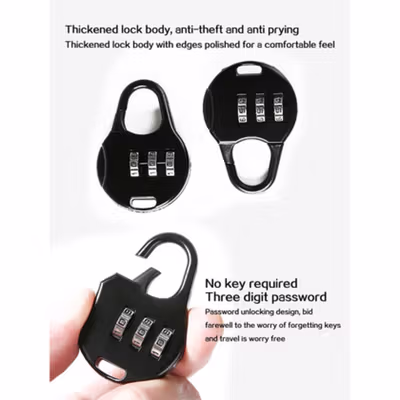 Travel-O Gembok Koper Angka 3 Digit Suitcase Password Safety Lock - NTA-520 - Black — gambar 4