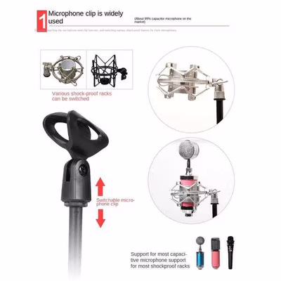 TaffSTUDIO Stand Mikrofon Desktop Microphone Holder Adjustable Height - BM-03 - Black — gambar 4