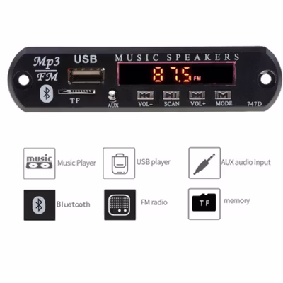 Kebidu Tape Mobil Audio Speaker MP3 Player Bluetooth Wireless Receiver - 747D - Black — gambar 4