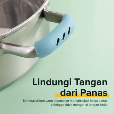 ISFRIDAY Penutup Gagang Panci Heat Insulation Holder Grip 2 PCS - IF1 - Light Blue — gambar 4
